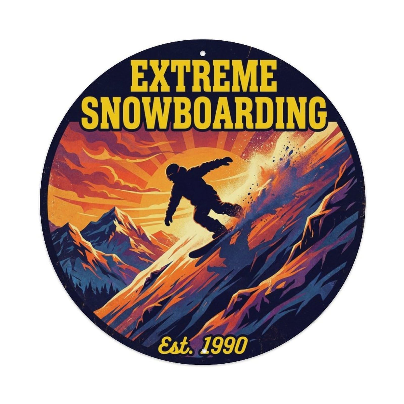 Extreme Snowboarding Winter Sports Vintage Illustration Metal Tin Sign