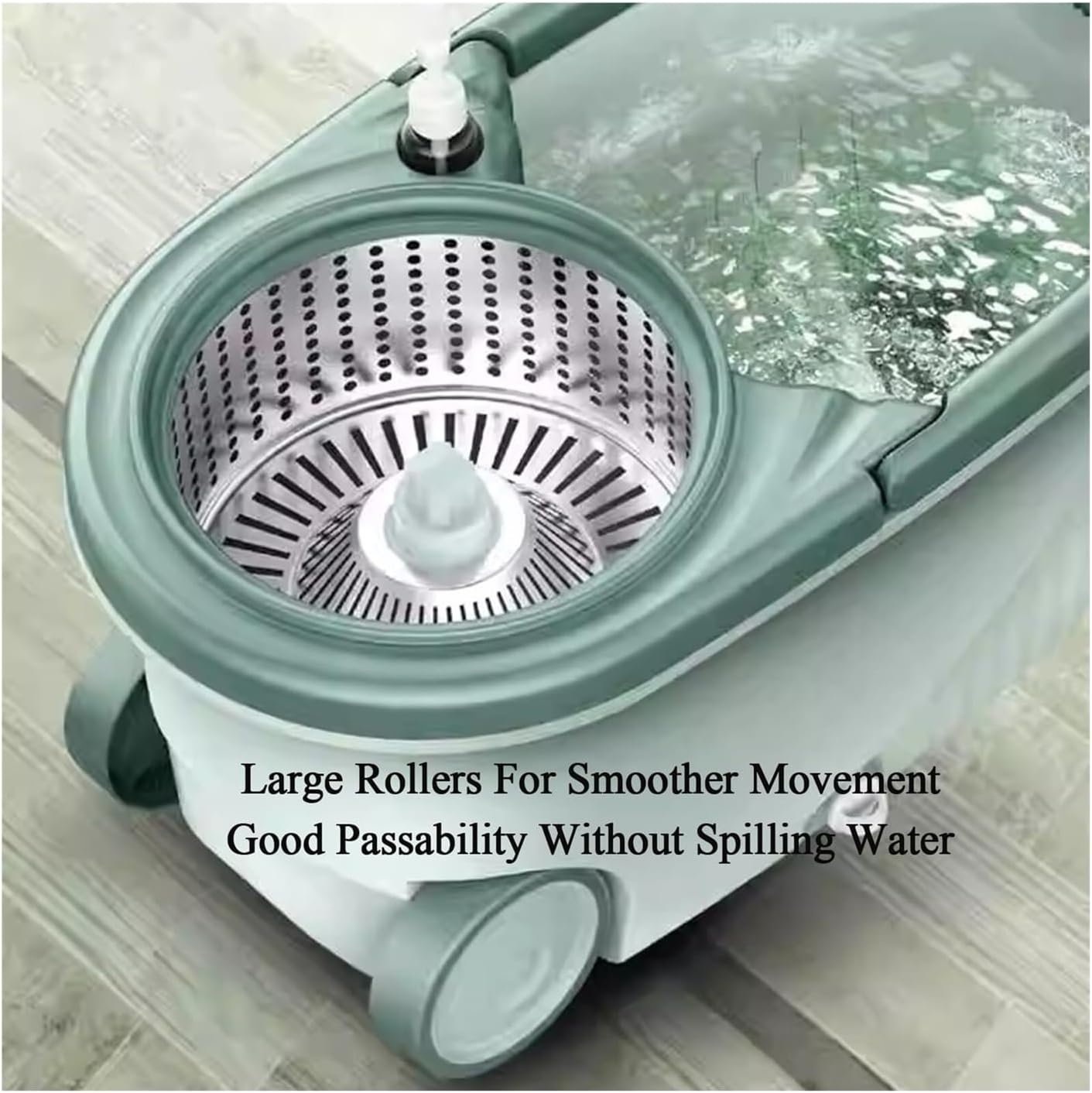 360 Spin Mop Bucket Set - Self-Wringing, Adjustable Stainless Steel Handle, 2 Microfiber Pads, Easy-Wheel Design for Effortless Floor Cleaning & Efficiency