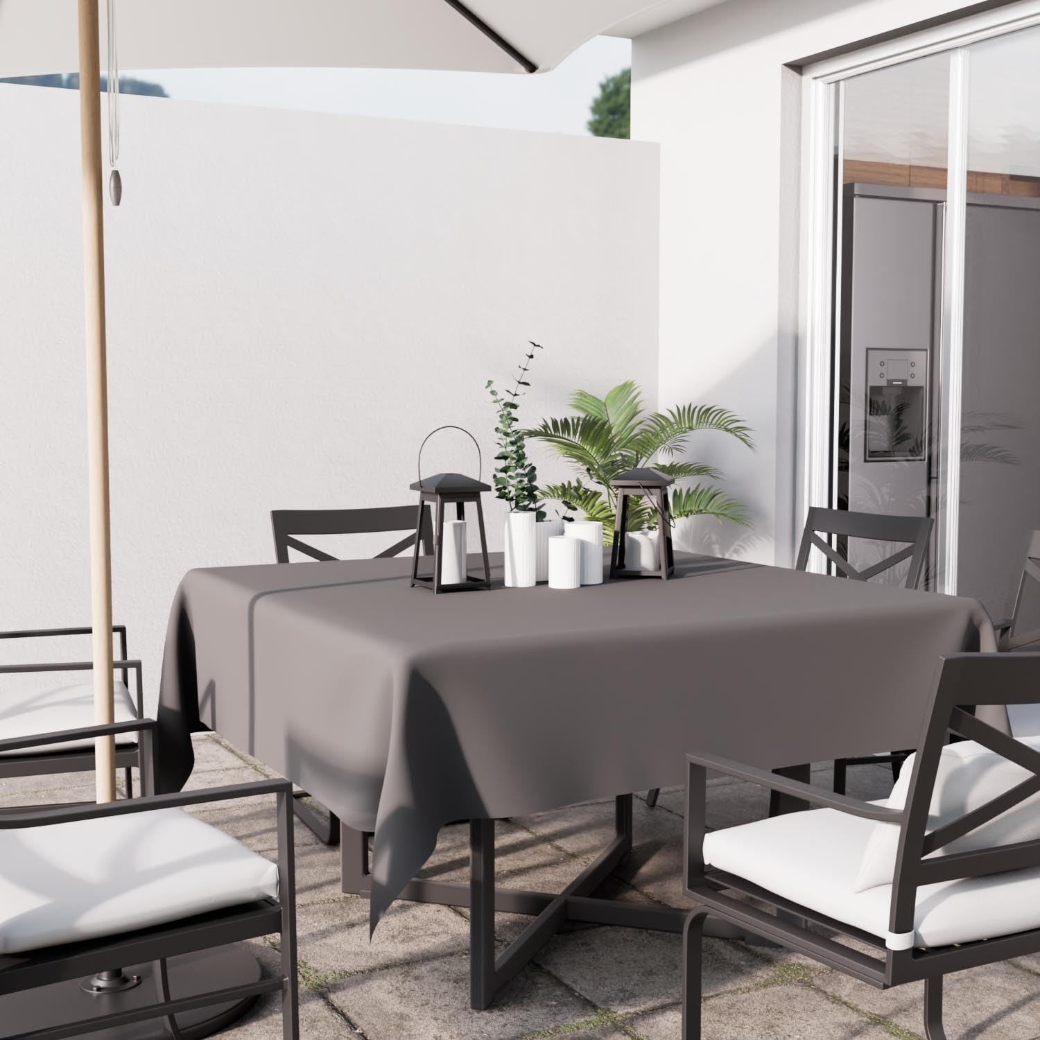 Soleil d'ocre Tovaglia Antimacchia, Grigio, 180 x 180 cm (Confezione da 4)