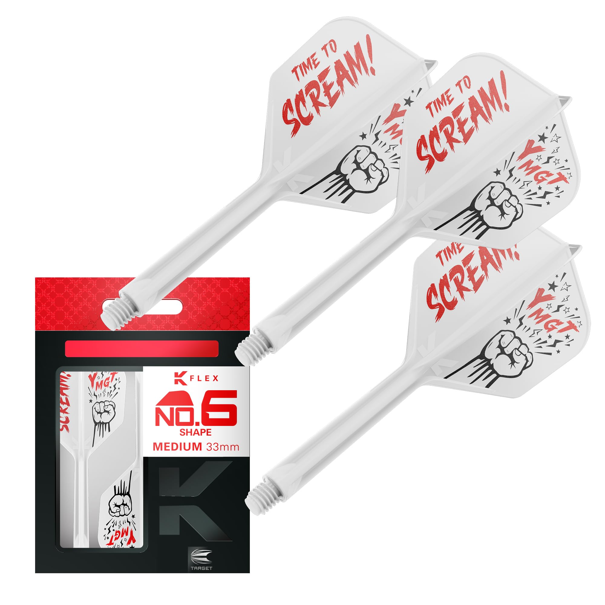 Target Japan Scream K Flex Fléches et Système d'arbre, No.6 | Lot de 3 Kflex All in One Flight, Player Edition Accessoires de Fléchettes Akito Yamagata | Fléchettes K-Flex - Court/Intermédiaire/Moyen