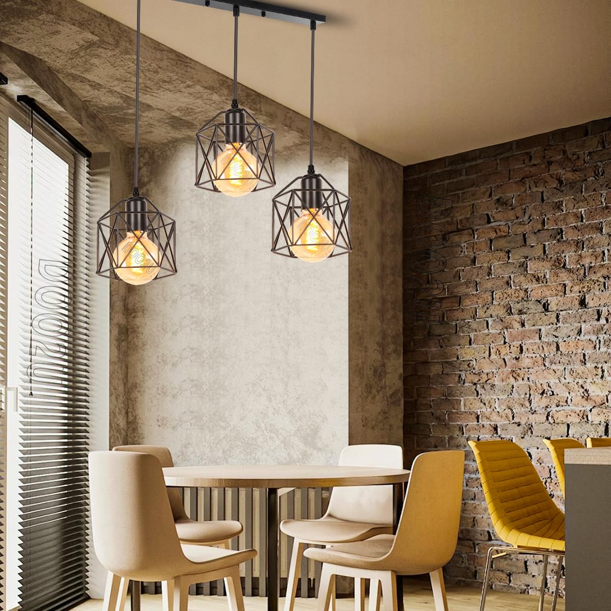 Lampadario Sospensione Vintage 3 Luci PETITES ECREVISSES - Nero, Metallo, E27 Per Soffitto - Foto 9