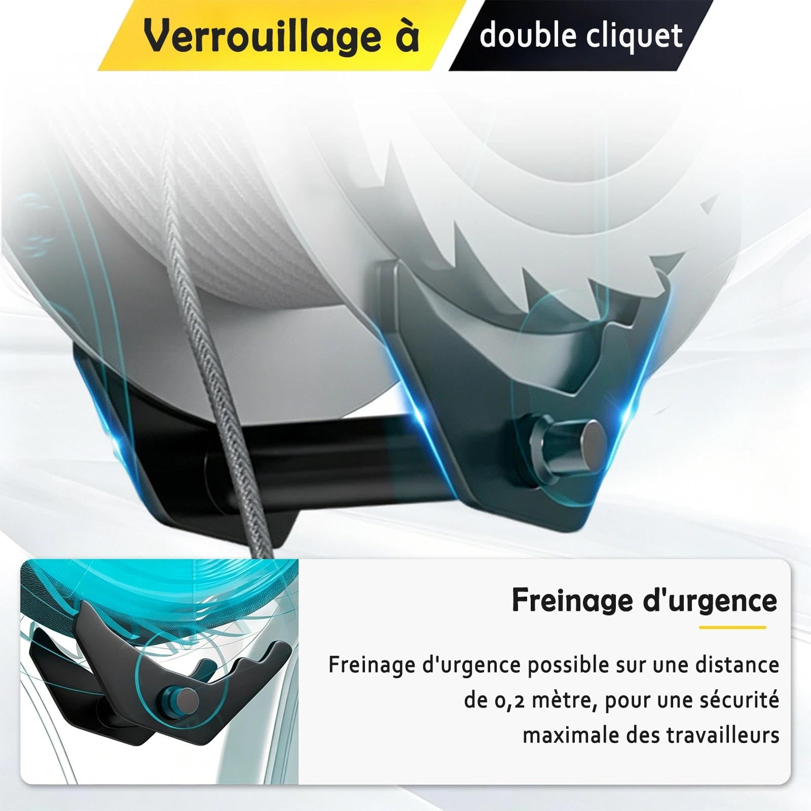 Dispositif Antichute a Rappel Automatique 3-20m, 150kg Harnais de Securite Anti Chute Toiture Certifié, Stop Chute Toiture Rétractable avec Crochet de Sécurité Autobloquant(Vert,5m)