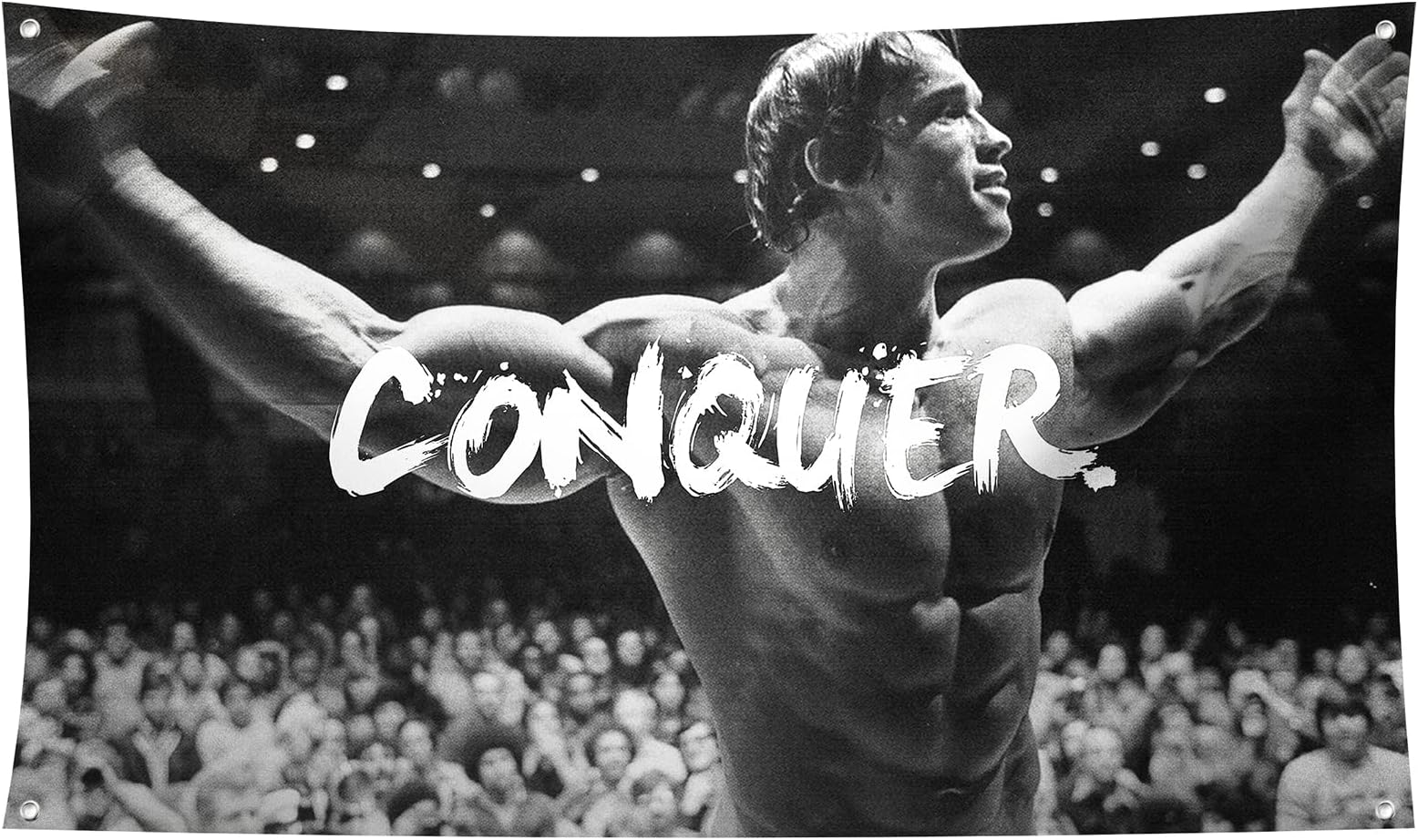 Conquer Flag For Arnold Schwarzenegger Guys Poster Funny Flags For Room Guys Decor Banner Motivational Cool Flags For Man Wall Flag With Brass Grommets For College Dorm Room Decoration 3x5 Feet
