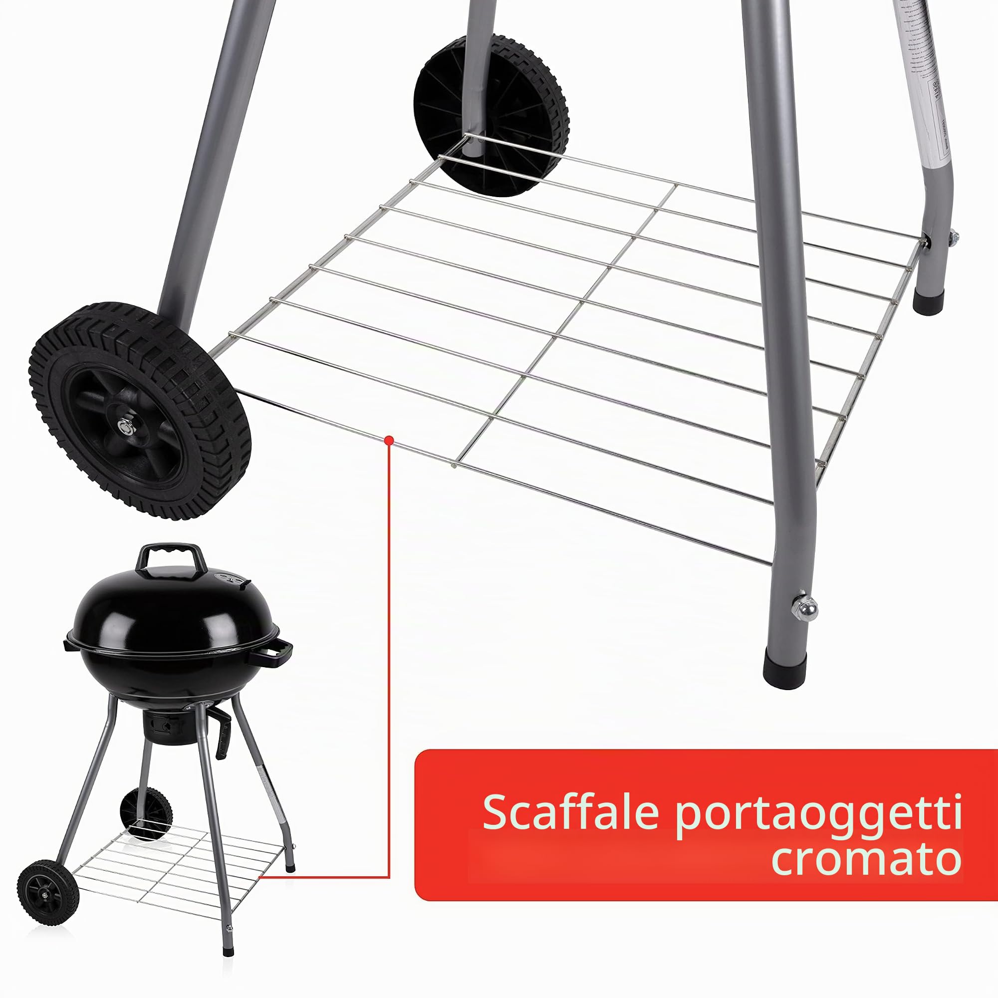 BBQ Collection Barbecue a Carbone - Barbecue a Sfera - BBQ - con Coperchio - Ø 45 cm - Nero