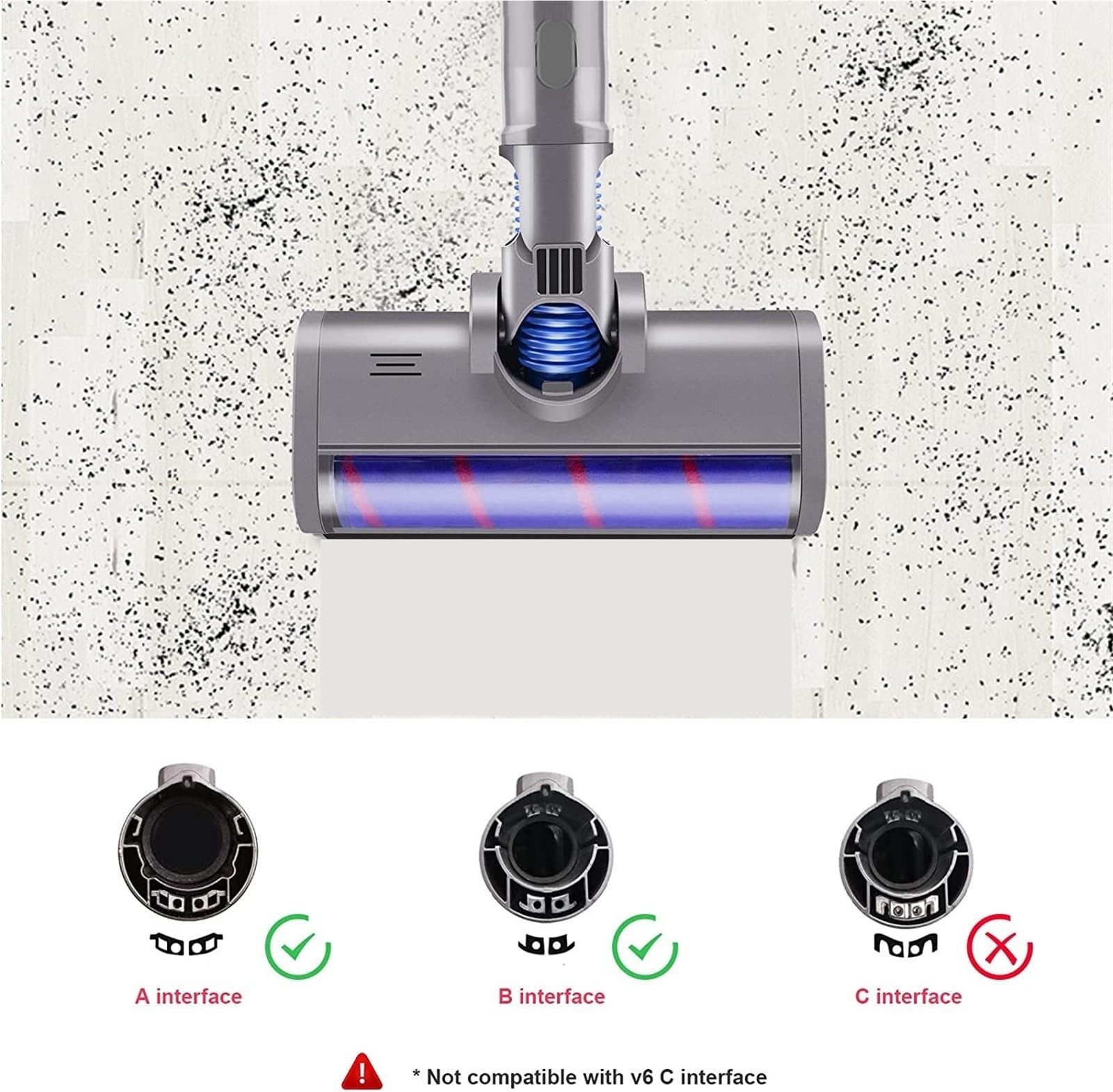 Accesorios de cepillo de suelo con cabezal de rodillo barredor suave for aspiradora, Compatible con Dyson V6 DC58 DC59 DC61 DC62