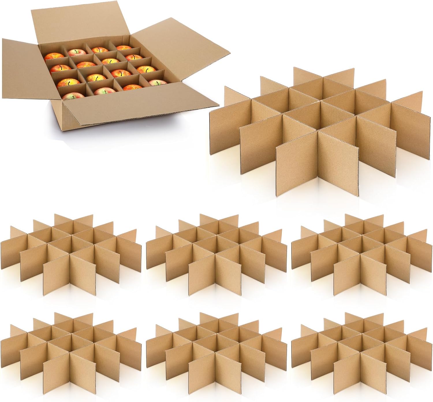 Feifeiya 16 Set Moving Box Divider Kits 13 x 13 x 3 Inch Shipping Cardboard Packing Dividers for Fruit Separation Glass Inserts Moving Kitchen Glassware Dish Packing Supplies(Box Not Included) (Brown)