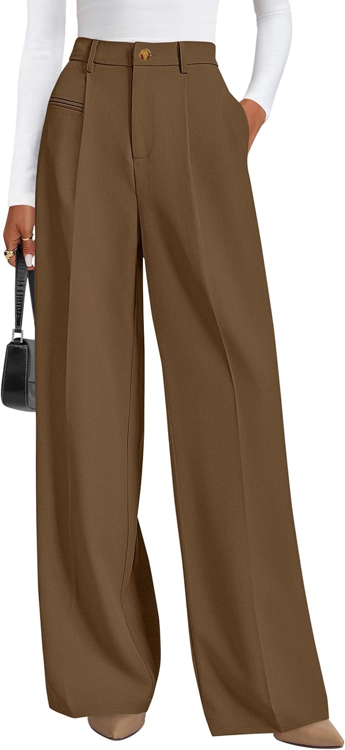 PRETTYGARDEN Womens Wide Leg Dress Pants 2026 Business Casual Flowy Work Palazzo Pants High Waisted Slacks Trousers