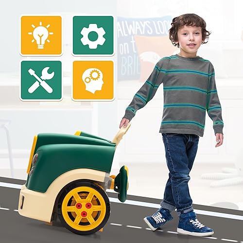 Miniatura 2 de Juguete de motor de camión, juego de reparación mecánica para niños pequeños de 3 a 5 años, kit de construcción de autos grandes y grandes, estación