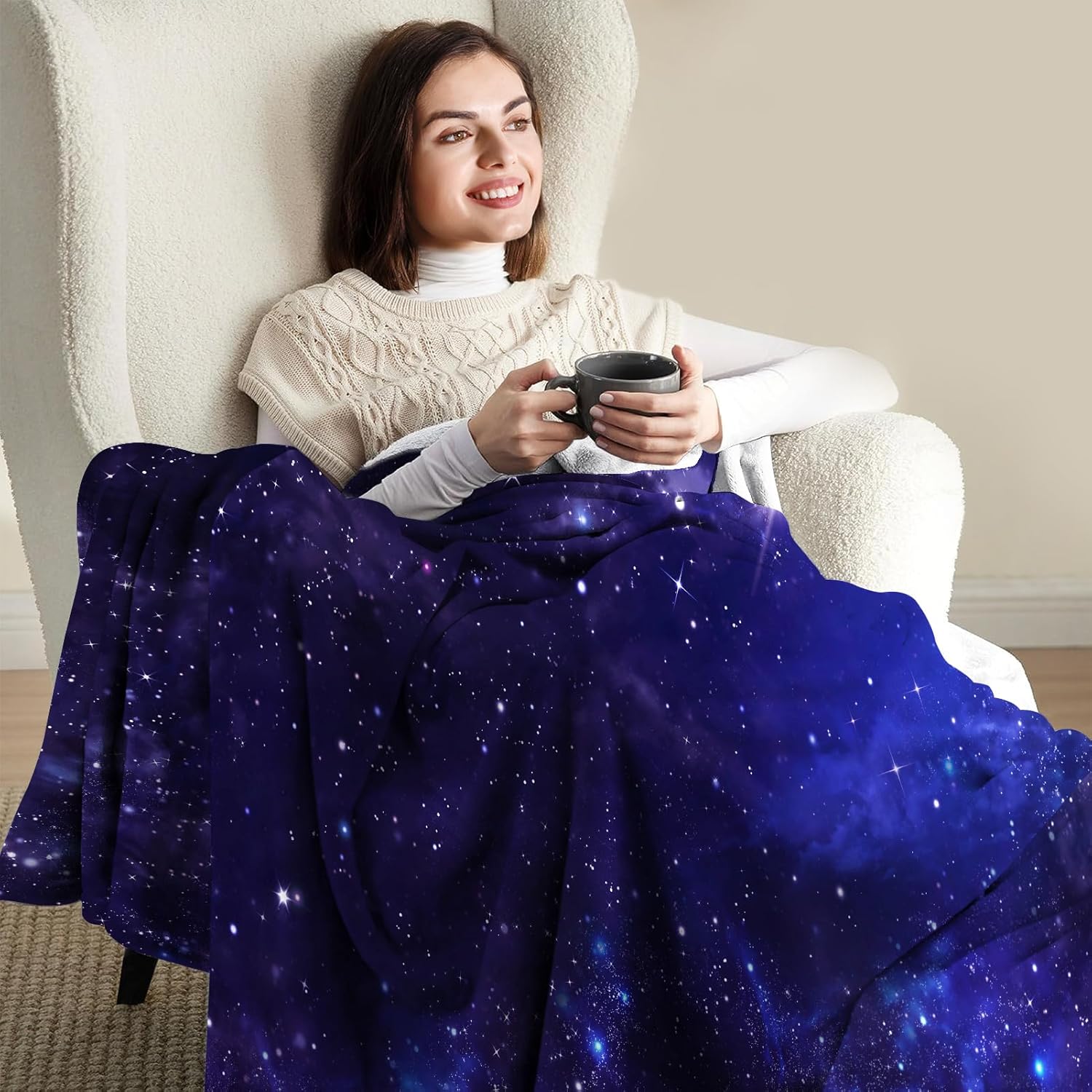Galaxy Blanket Gifts for Boys Women Girls Birthday Christmas Valentine Presents Science Universe Outer Space Nebula Theme Decor Bedroom Living Room Couch Bed Sofa Soft Kids Adult Flannel Throw 60"x50" - Image 7