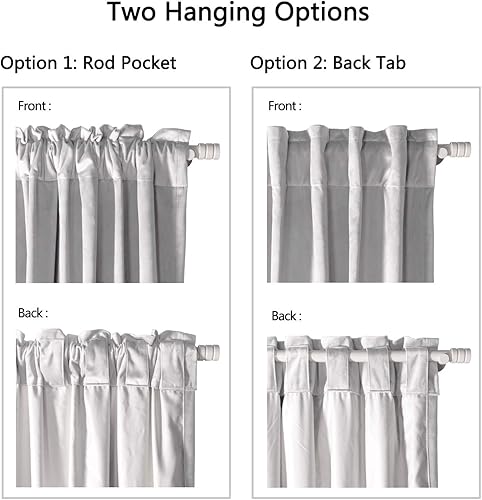 Miniatura 2 de cololeaf Cortinas opacas de terciopelo para sala de estar, con pestaña trasera, bolsillo para barra, cortinas opacas para oscurecer la habitación,