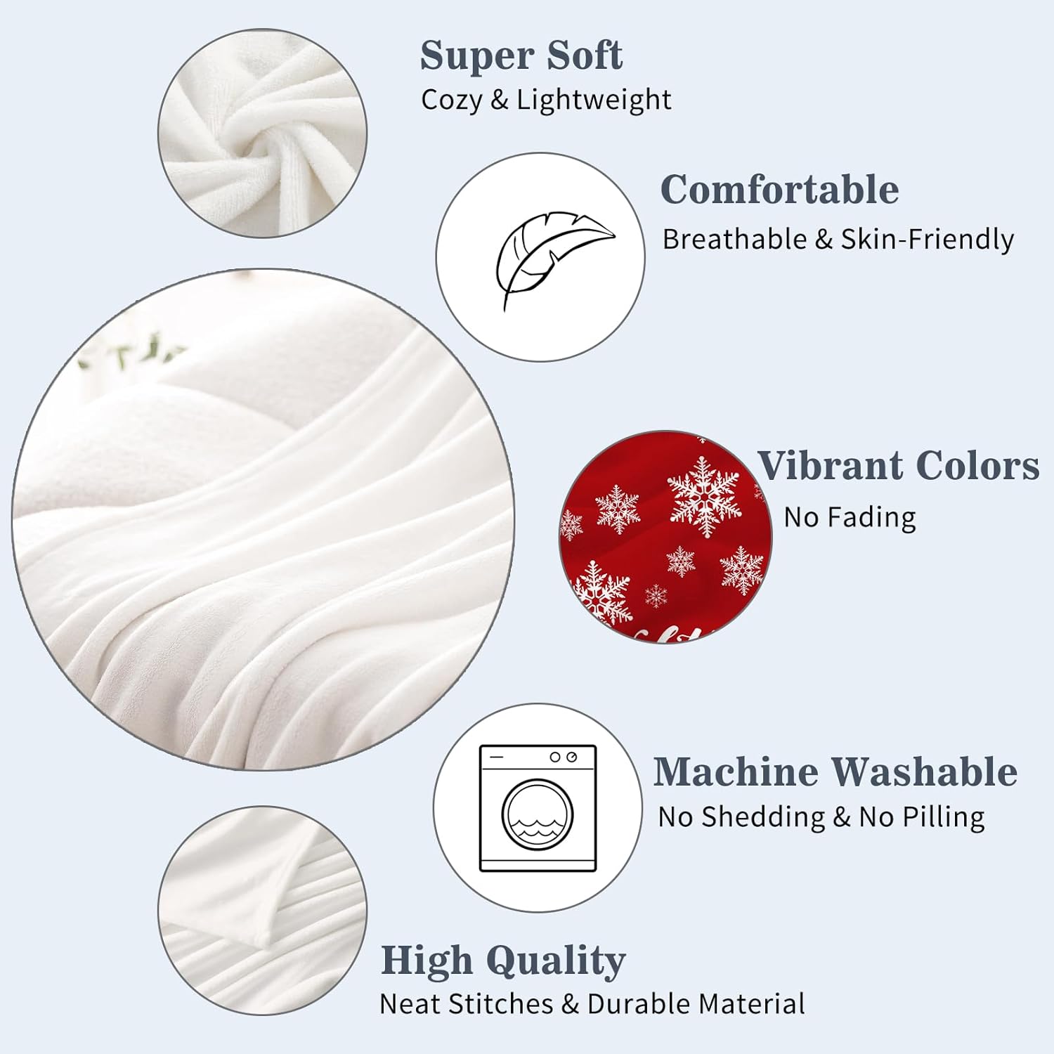 Neatee Living Christmas Decorative Throw Blanket Red Christmas Snowflake Throw Blanket Xmas Blanket for Couch Sofa Bed Soft Let It Snow Fuzzy Plush Fleece Blankets and Throws 50x60 - Image 3