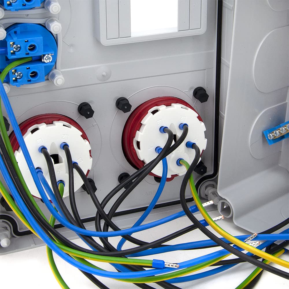 ELS Elektrotechnika Stromverteiler Baustromverteiler Wandverteiler Leer Leergehäuse Schuko Steckdosen 2x 230V und 2x CEE 16A zur Nachrüstung mit modularen Geräten, Verkabelt, IP44