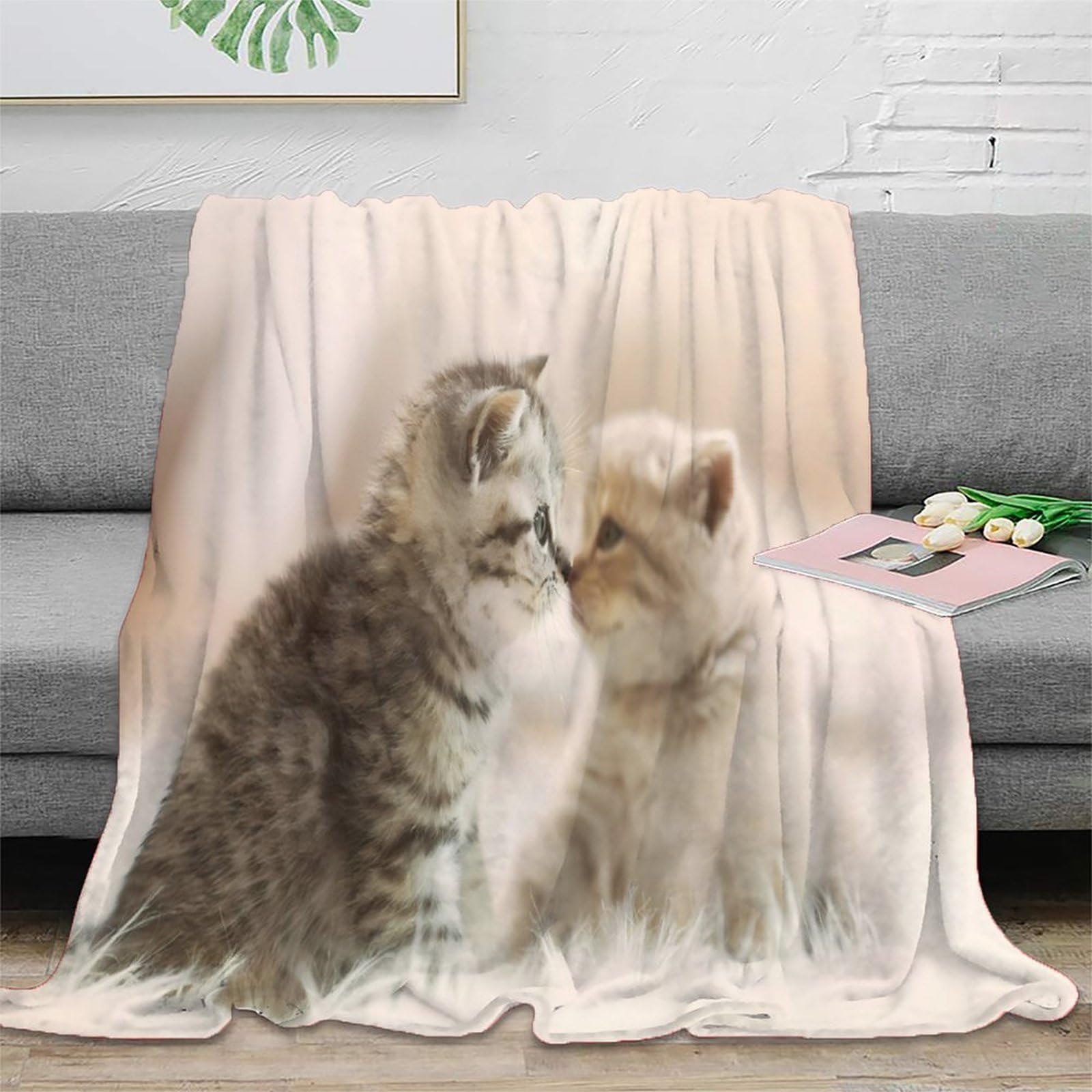 Literie douce chatons 3D pour adultes éliminant les plis et l'électricité