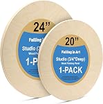 Falling in Art Unfinished Panneaux ronds en bois de bouleau Kit pour la peinture, Toile en bois 2 Boîte de 20 et 24" Studio 3/4" Deep, Cradle Boards pour Verser, Art, Artisanat, brûlure et plus encore