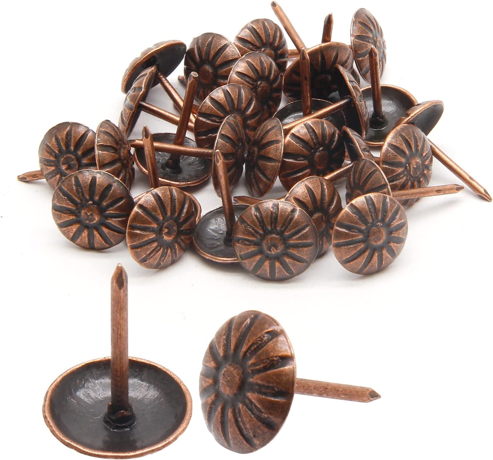 100 X Vintage Upholstery Nails Sofa Jewelry Box Iron Tacks Studs Pins Hardware E