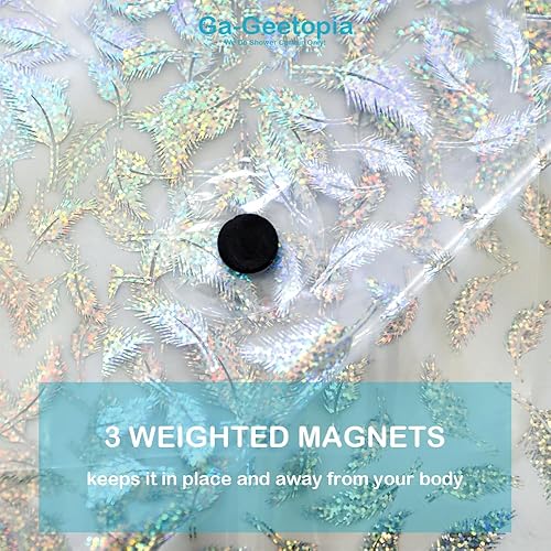 Miniatura 5 de Holographic 3D EVA Shower Curtain Liner Glitter Feather, 72x72 Premium Clear Plastic Bathroom Shower Curtain with Rustproof Metal Grommets for