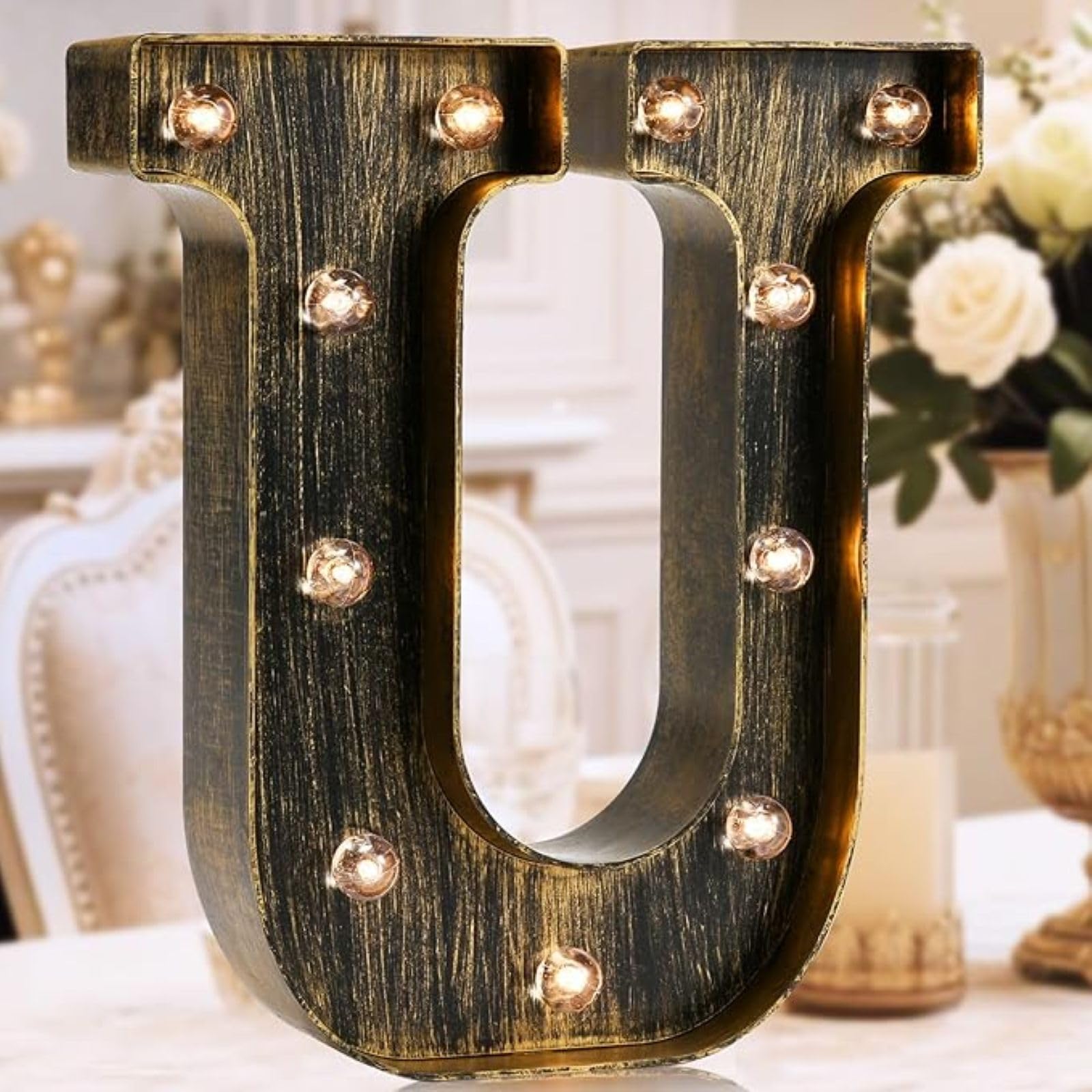 Jemnpela LED Marquee Letter Number Sign Lights Glitter Light Up Alphabet Figure Night Light for Birthday Party Wedding Home Bar Holiday Wall Decoration