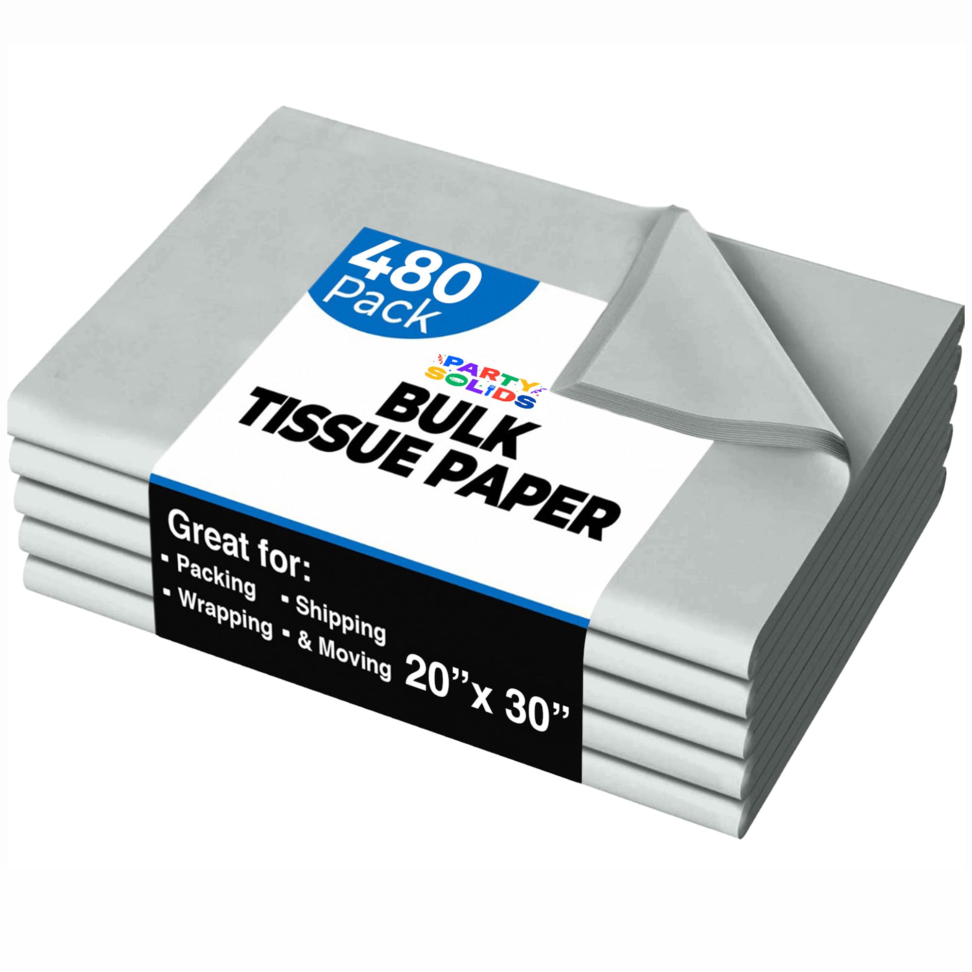 Party Solids Grey Tissue Paper for Gift Bags 20" X 30" 480 Sheets