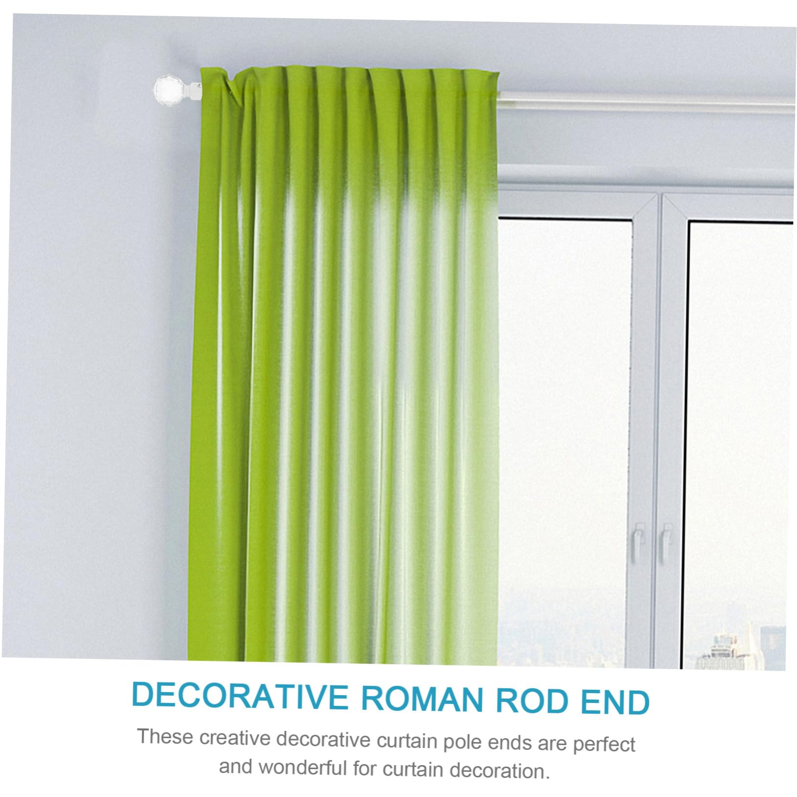 Embouts Décoratifs et 2pcs pour Tringle à Rideaux Design Élégant en Fer et Cristal Blanc Fonction Décoration Fenêtre Maison et Salle à Manger