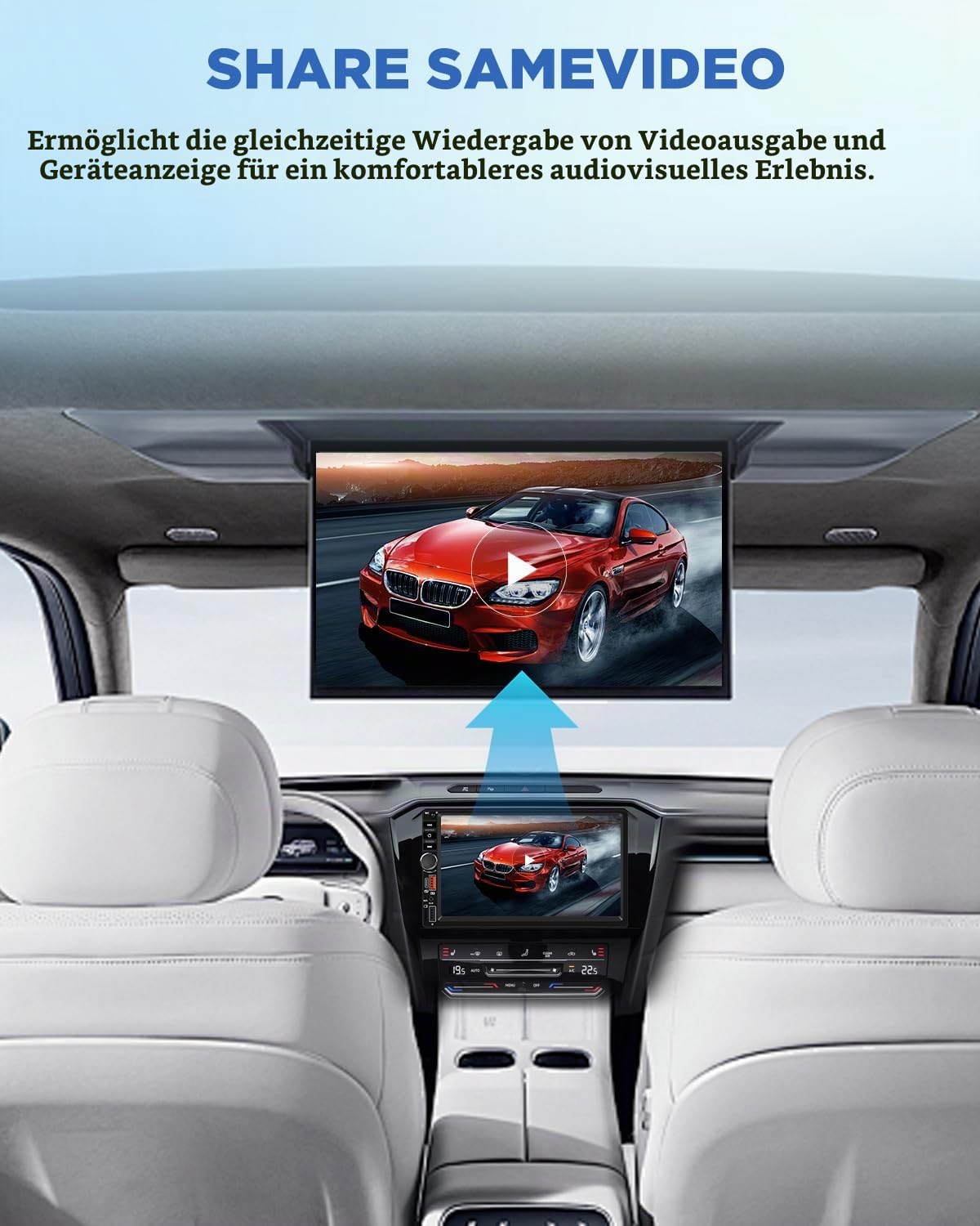 NHOPEEW 2-Din-Autoradio mit Wireless CarPlay & Android Auto – 7-Zoll-Touchscreen-Radio mit Lenkradsteuerung, Spiegelverknüpfung + Rückfahrkamera