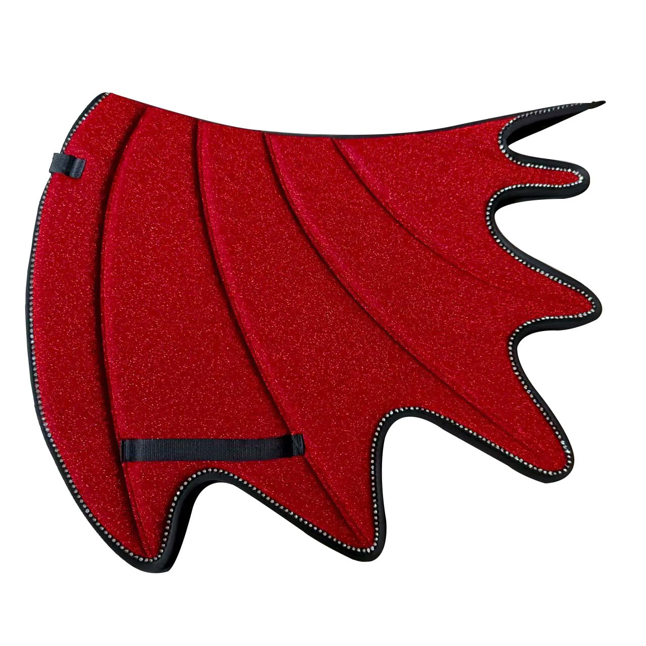 A Very Special Dragon Shaped Wing Saddle pad Made of Thick Memory Fabric, Equipped with Sparkling Rhinestone Decorative Strips, and Lined with Sweat Wicking Material. (Red, Large)