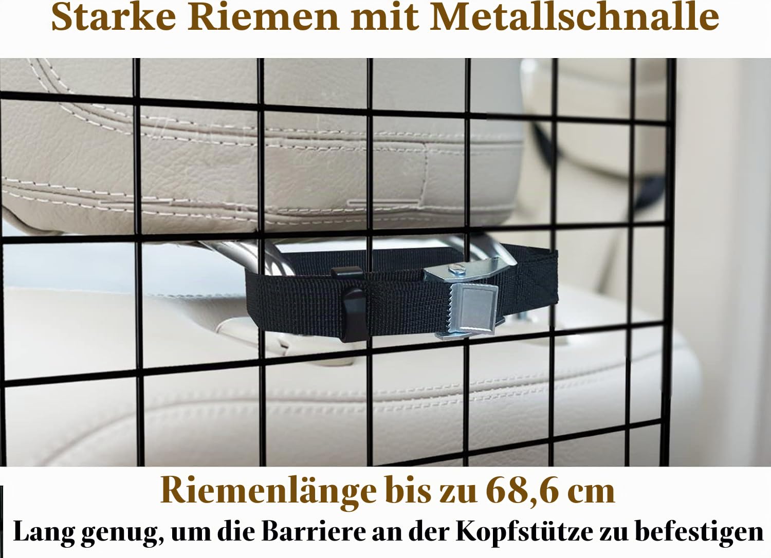 38-66.5 Zoll Hunde-Auto-Barriere für SUVs, Van, Fahrzeuge, verstellbare große Haustierbarrieren, universelle Passform, Haustier-Trenngitter für LKW Laderaum, Sicherheits-Auto-Trennwand
