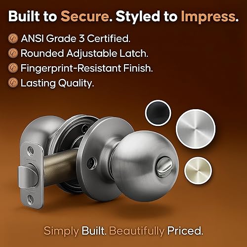 Vista 61 de Copper Creek BK2090SS - Pomo para puerta de bola, función simulada, paquete de 2, en acero inoxidable satinado