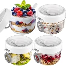 4-Pack 20oz Airtight Oat Containers with Lids & Spoons for Cereal & Salad
