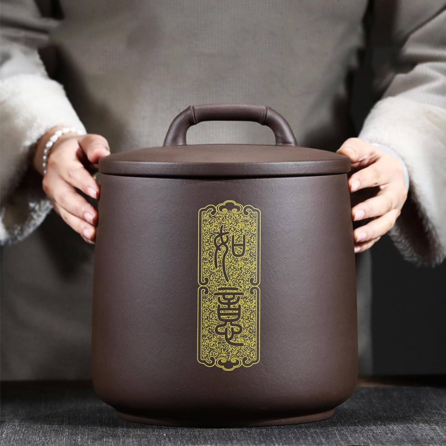 Ceramic Rice Jar with Lid Household Rice Storage Box Grain & Rice Storage Ceramic Container Suitable for Cereal Flour(9.47x11.02in)