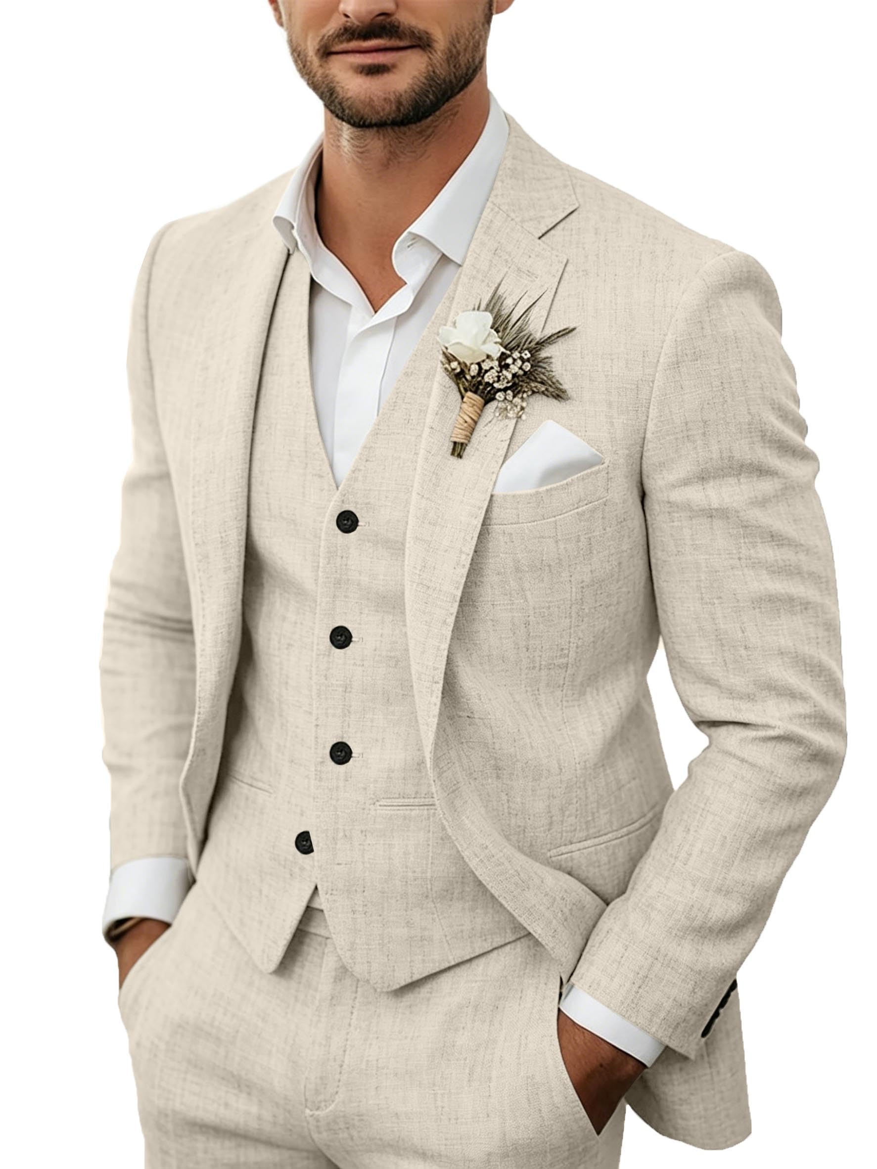Men's 3 Piece Linen Suit