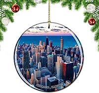 Vista 42 de Weekino Illinois Chicago Wrigley Field USA - Adorno para árbol de Navidad, decoración colgante para colgar, colección de recuerdos de viaje por