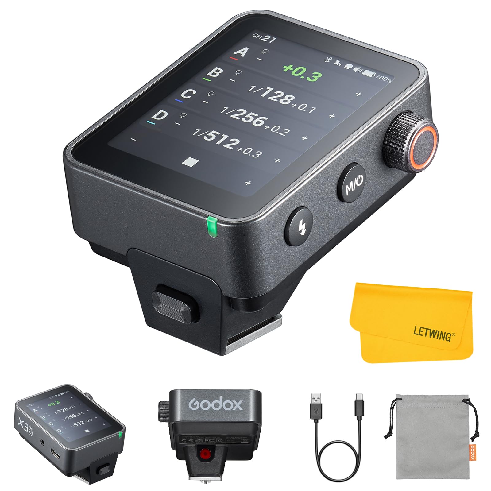Godox X3 Pro C X3Pro C Trigger Flash TTL Wireless compatibile con Canon, Trasmettitore 2.4G Wireless con Touchscreen, Supporto Controllo APP(X3-C Versione Aggiornata)