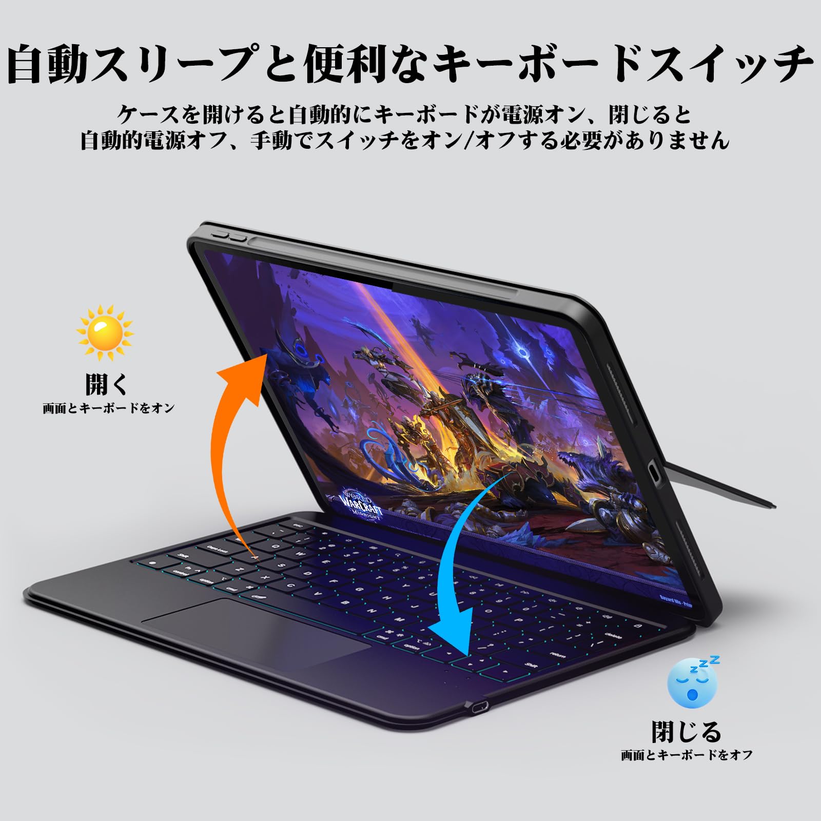 Amazon.co.jp: Bettdow スマート接続 iPad キーボード付きケース Air