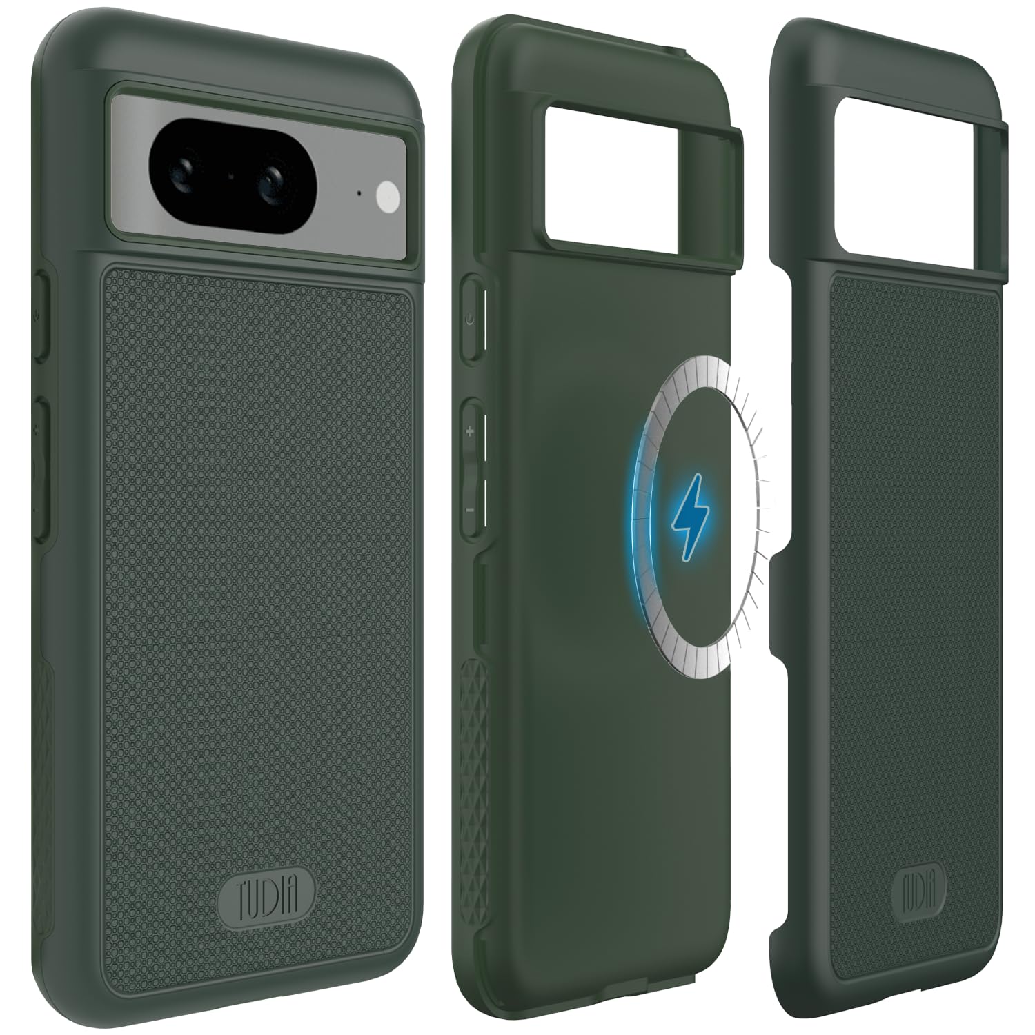 TUDIA "Military Spec MagSafe Compatible" Pixel 8 Case (2023), "MergeGrip" Shockproof Anti-Scratch Thin Double Layer Anti-Slip [Built-in Magnet] Magnetic Phone Cover Bumper for Google Pixel 8 - Pine