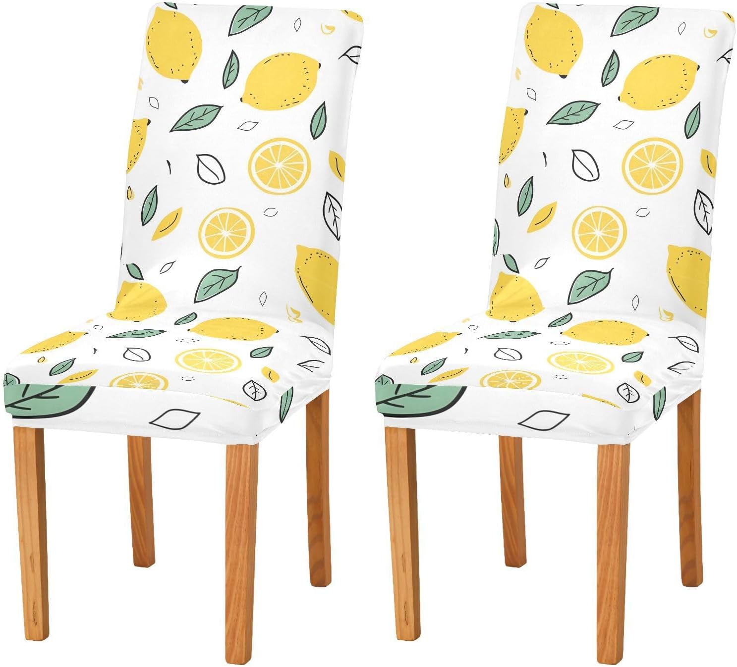 ALAZA Chair Covers for Dining Room, Lemons and Lemon Slices Stretch Chair Cover Sets Chair Protector Removable Washable for Ktichen Restaurant Hotel