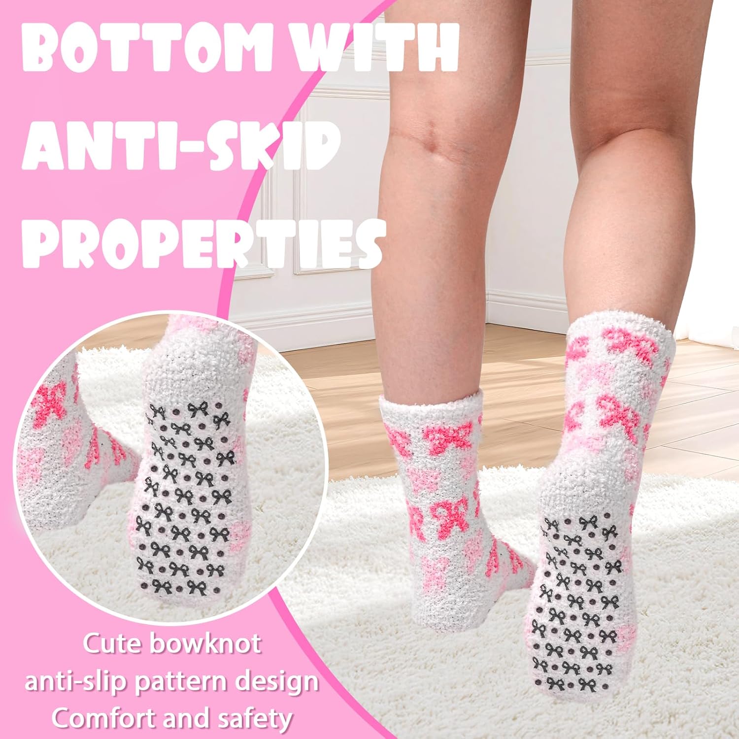 OlyPegic Non Slip Fuzzy Socks for Women with Grips Women Hospital Socks Gripper Cozy Fluffy Soft Winter Warm Sleep - Image 7