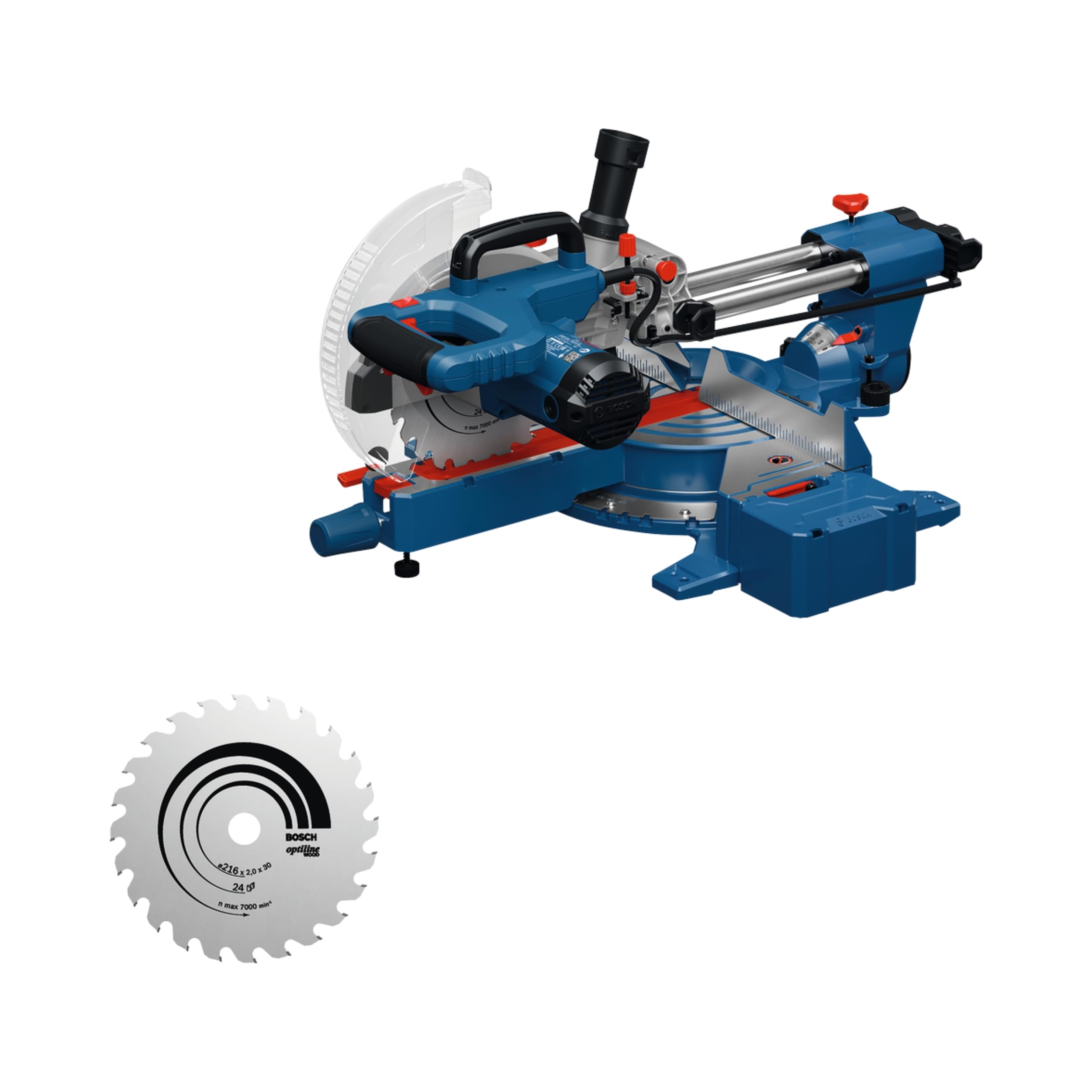 Bosch PRO Ingletadora telescópica GCM305-216S (incl. 2 cuchillas, 2 extensiones, regla de medición, pinza, bolsa para polvo y llave)