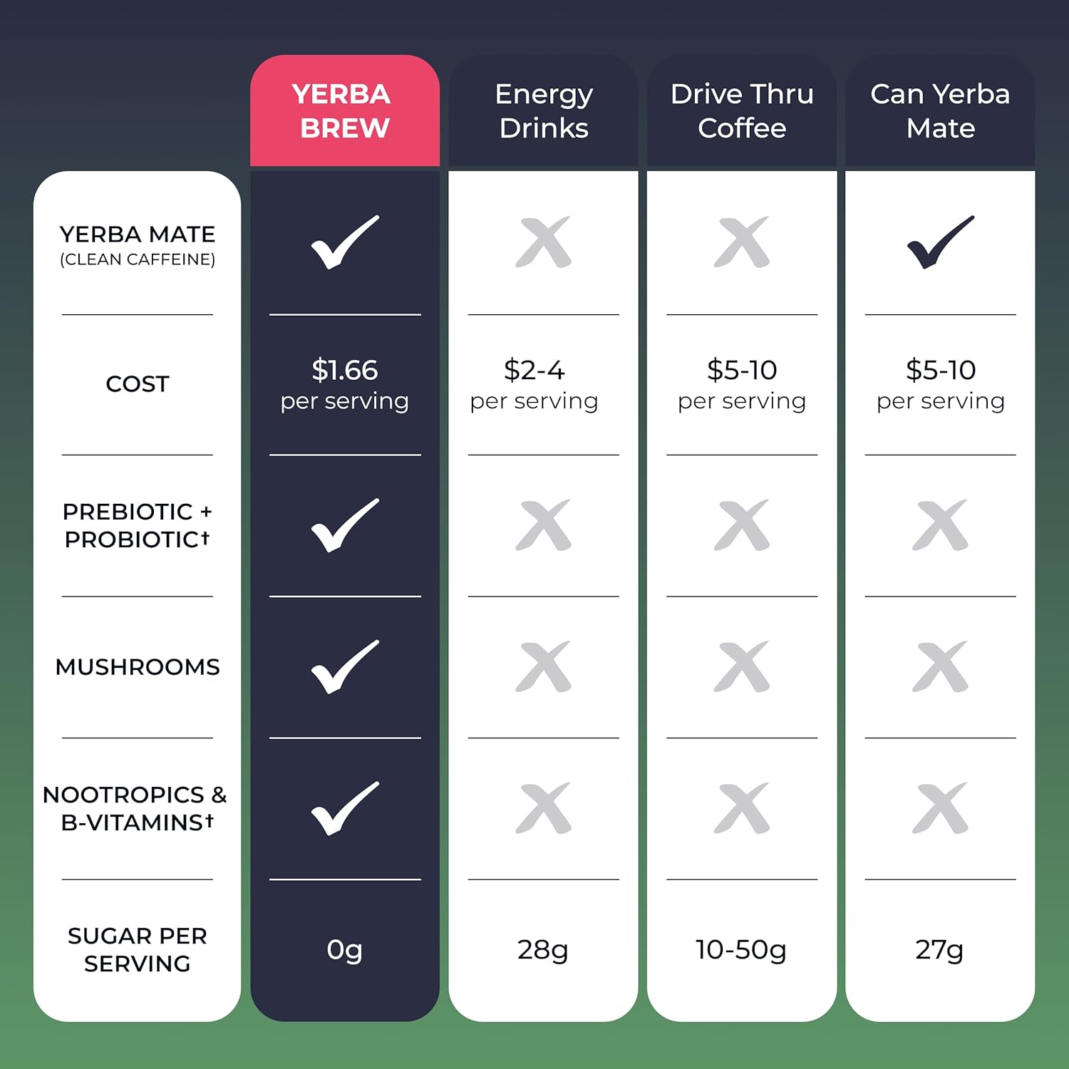 Yerba Mate Instant Tea Powder – Zero Sugar Drink with Nootropics, Prebiotics & Probiotics for Clean Energy & Focus – Coffee Alternative for Mental Clarity & Gut Health Support - Strawberry Kiwi, 30 Servings