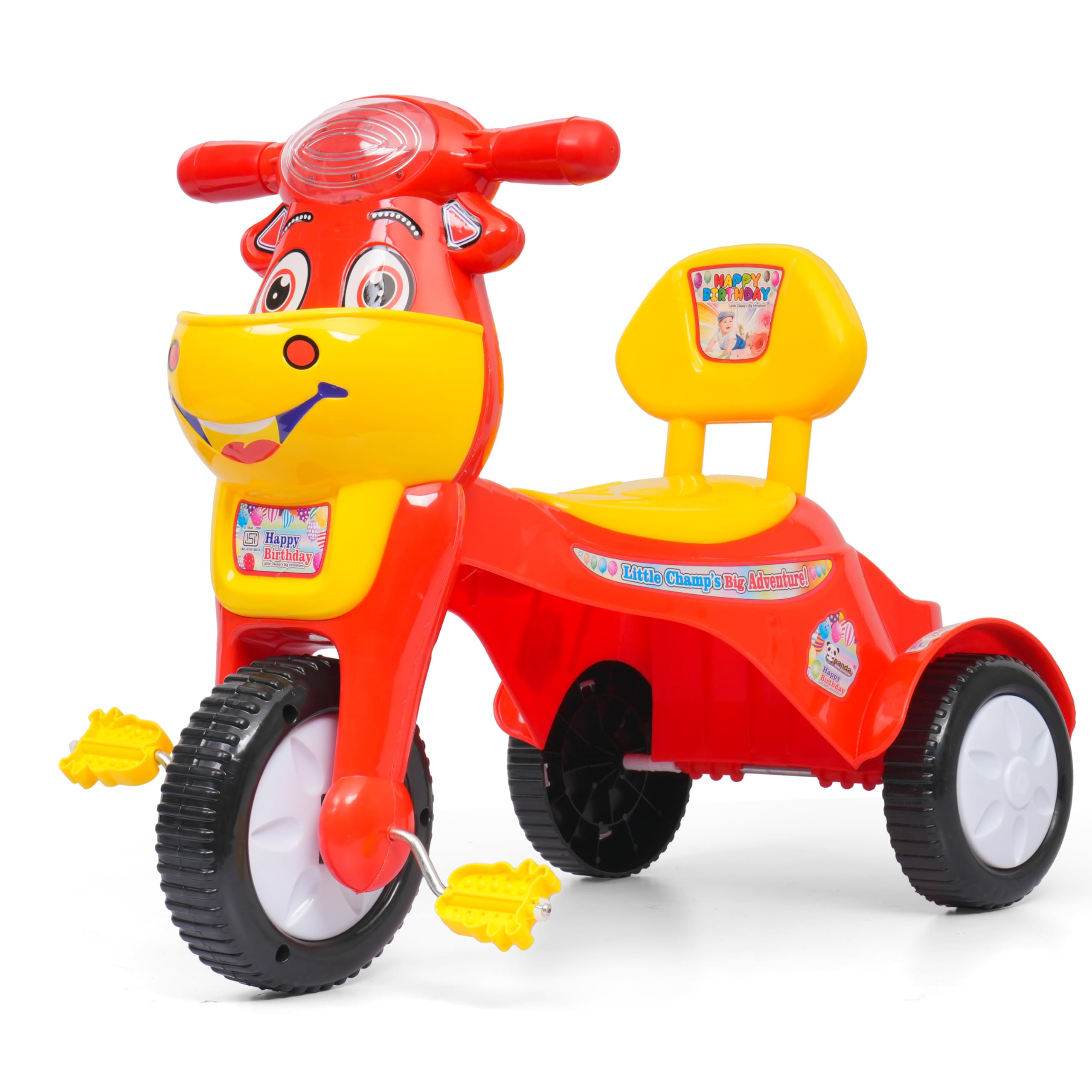 Panda Baby Products Kids Ride-On Happy Birthday Tricycle, Cow