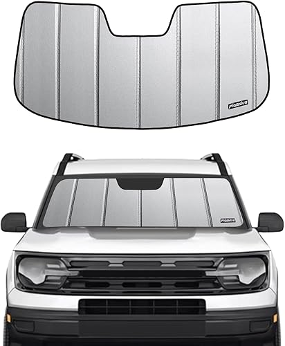 Miniatura 7 de Pigenius Parasol para parabrisas Ford Bronco 2021 2022 2023, parasol plegable definitivo, plateado metálico