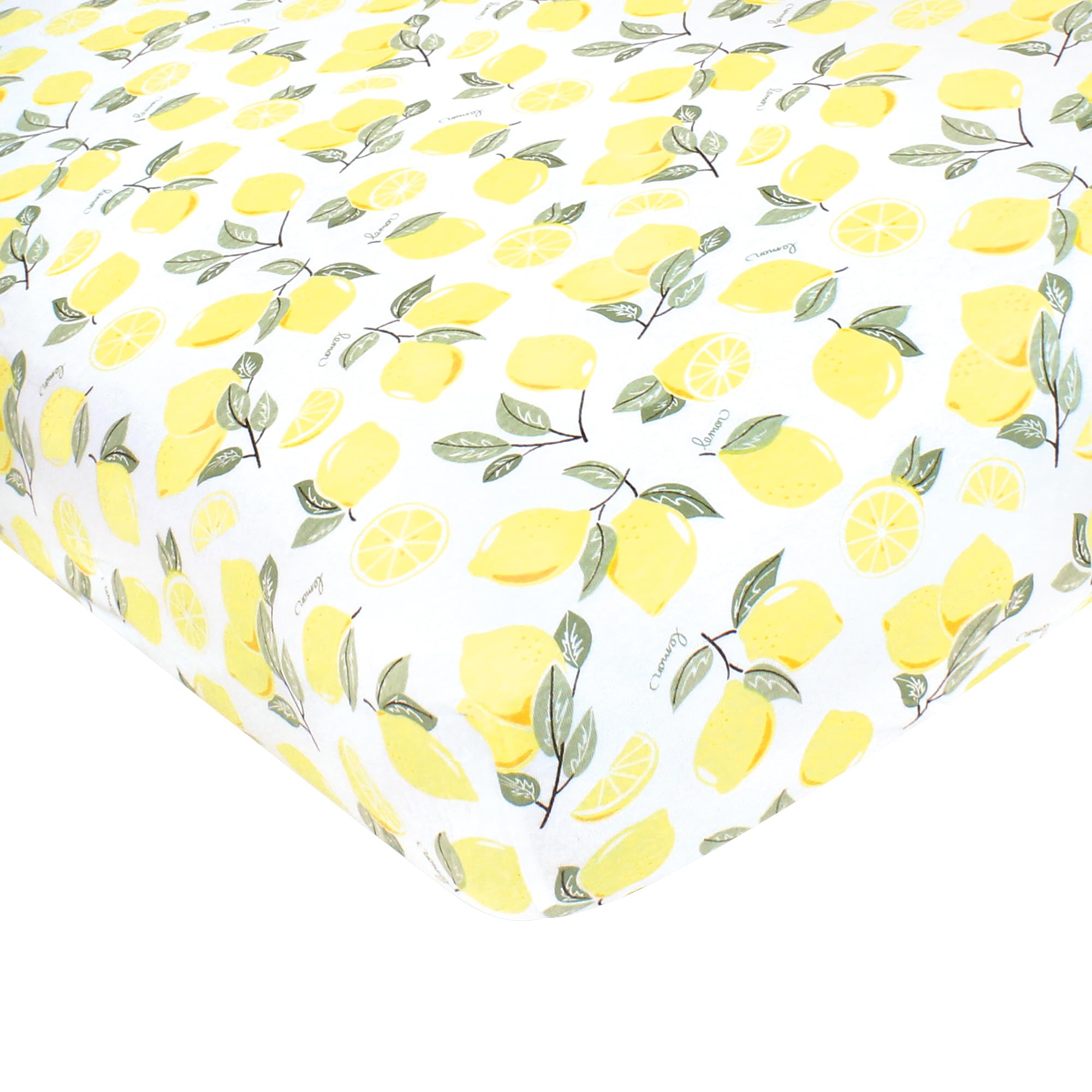 Hudson Baby Unisex Baby Cotton Fitted Crib Sheet, Lemon, One Size