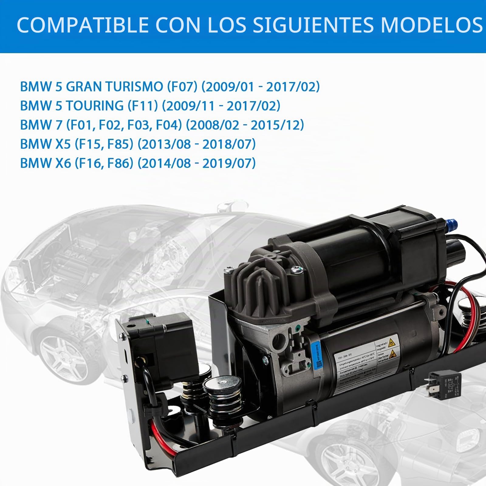 37206784137 Compresor de suspensión neumática, bloque de válvulas de suspensión neumática de repuesto para 5er F07 F11 GT 2009-2016, 7er F01 F02 F03 F04 2008-2015 37206789165 37206875176