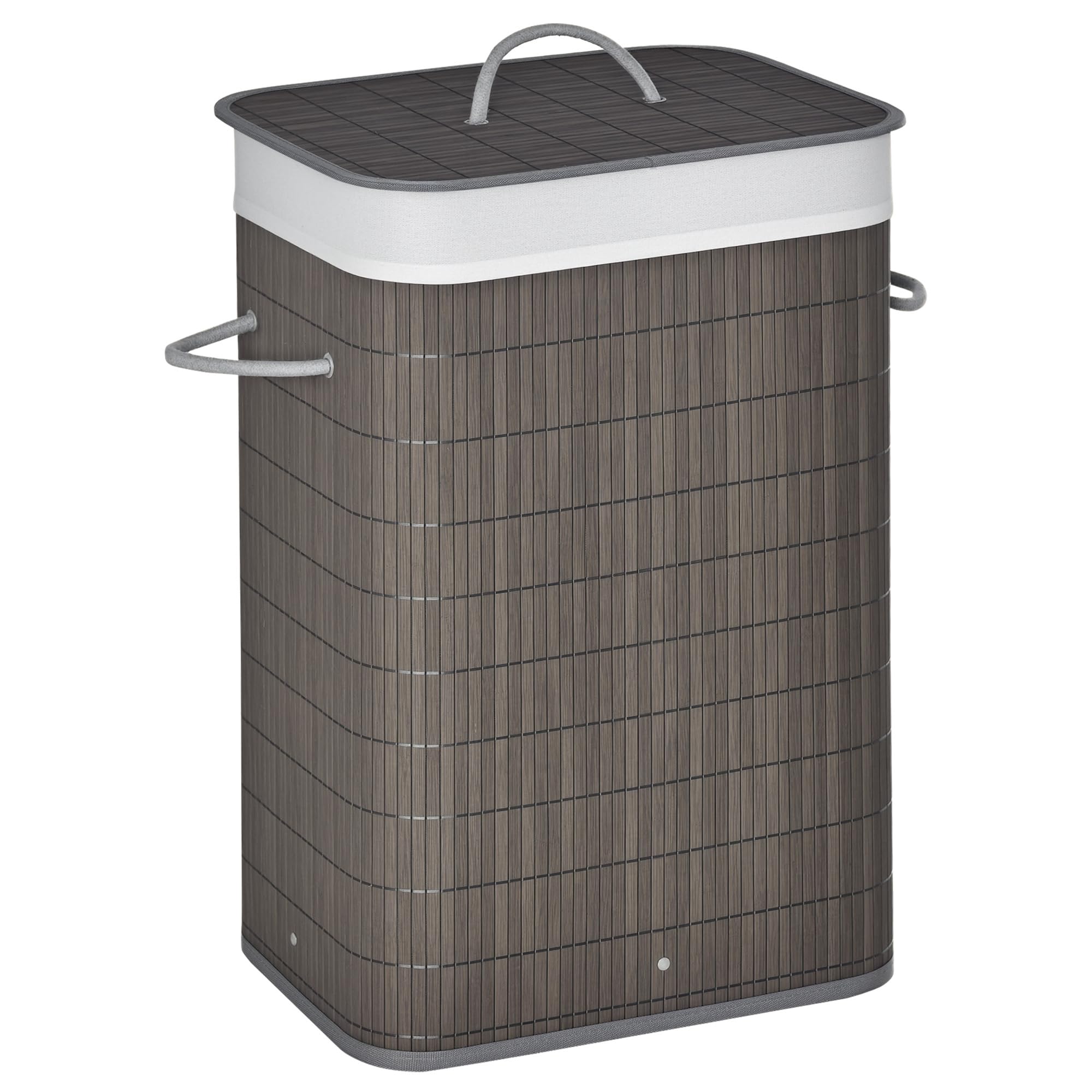 Homcom Grey Laundry Basket Collapsible Hamper With Flip Lid Lining In