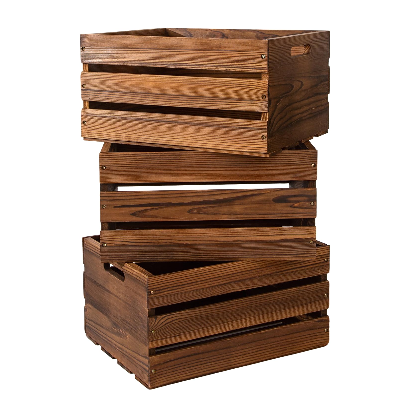 Photo 1 of WEASATRY Set of 3 Rustic Wooden Crates