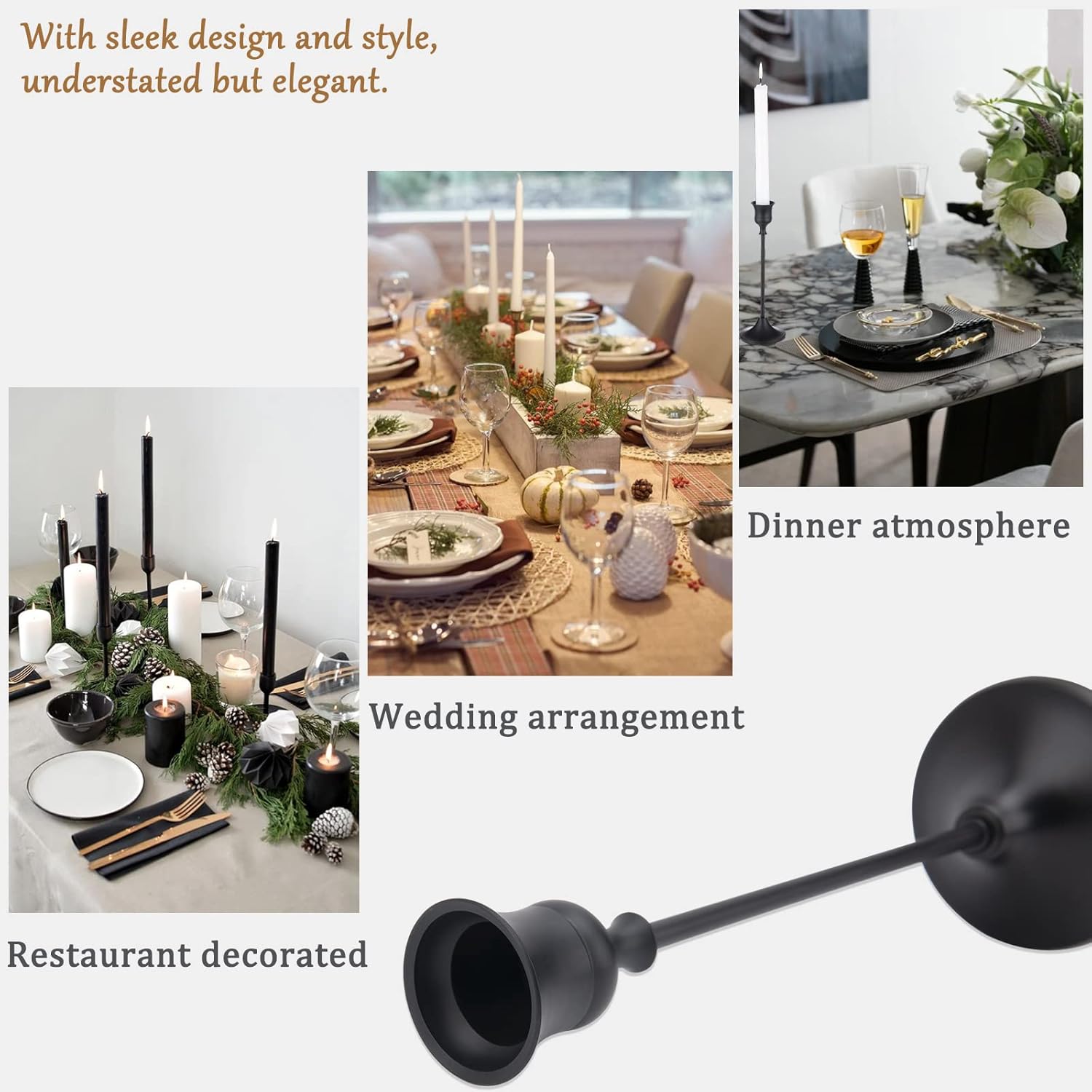 Black Candle Holders Set of 6, Candle Stick Candle Holder Black, Matte Black Taper Candle Holders for Home Decor, Wedding, Dinning, Party - Image 6