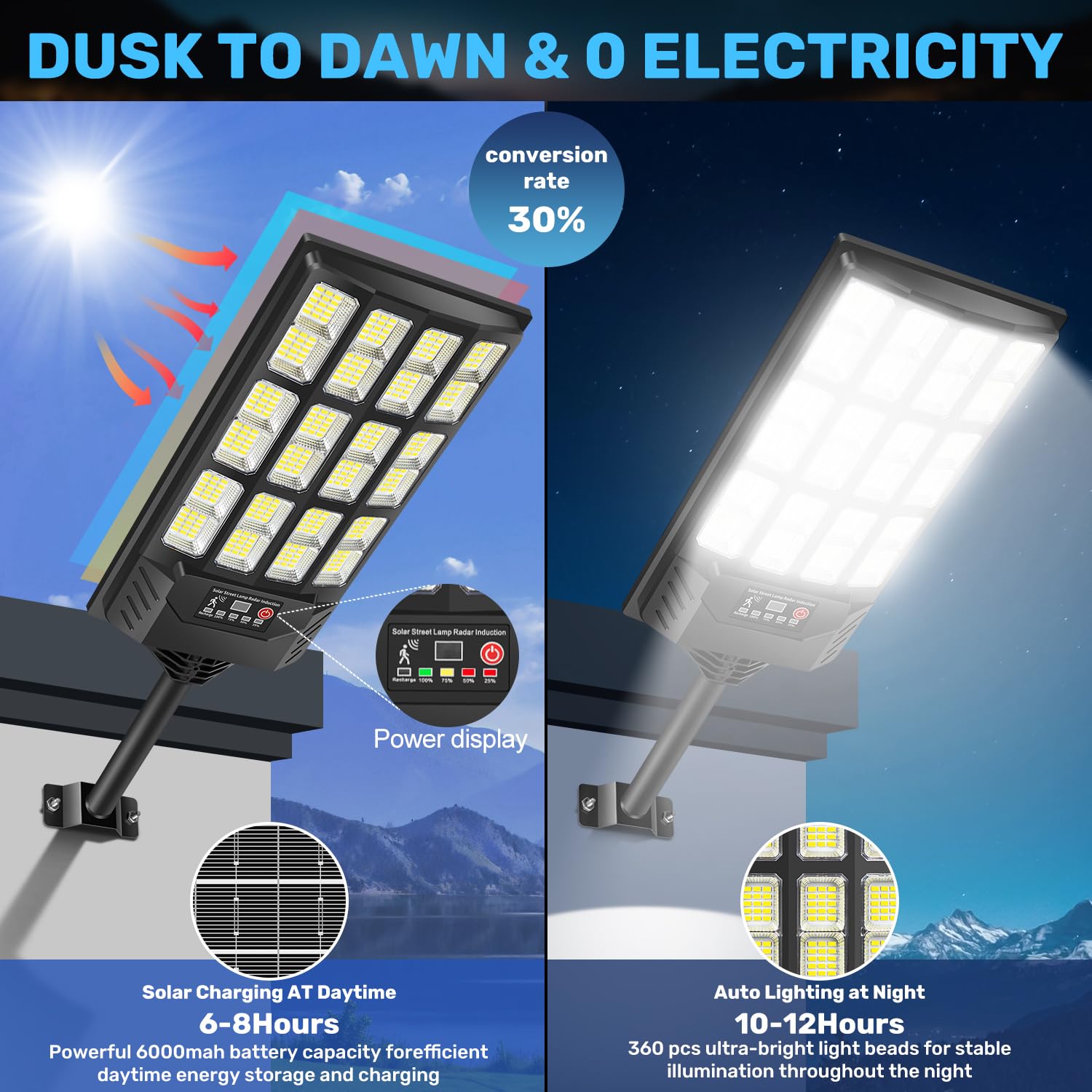 Solarlampen für Außen, superhelle 6000K LED Solarleuchte mit Bewegungssensor und Fernbedienung, Solar Straßenleuchten für Außen IP66 Wasserdichte Solar-Außenleuchte für Garten Garage, 2 Pack