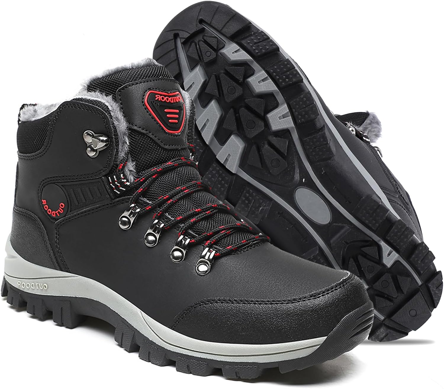 Waterproof Snow Boots for Men Warm Fur Lined Winter Boots Outdoor Anti-slip Hiking Boots Camping Backpacking Shoes - Image 4