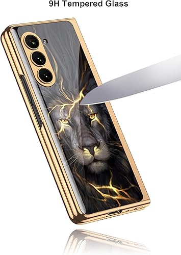 Miniatura 6 de Funda para Galaxy Z Fold 5, elegante marco galvanizado con vidrio estampado, protector de pantalla integrado compatible con Samsung Galaxy Z Fold 5,