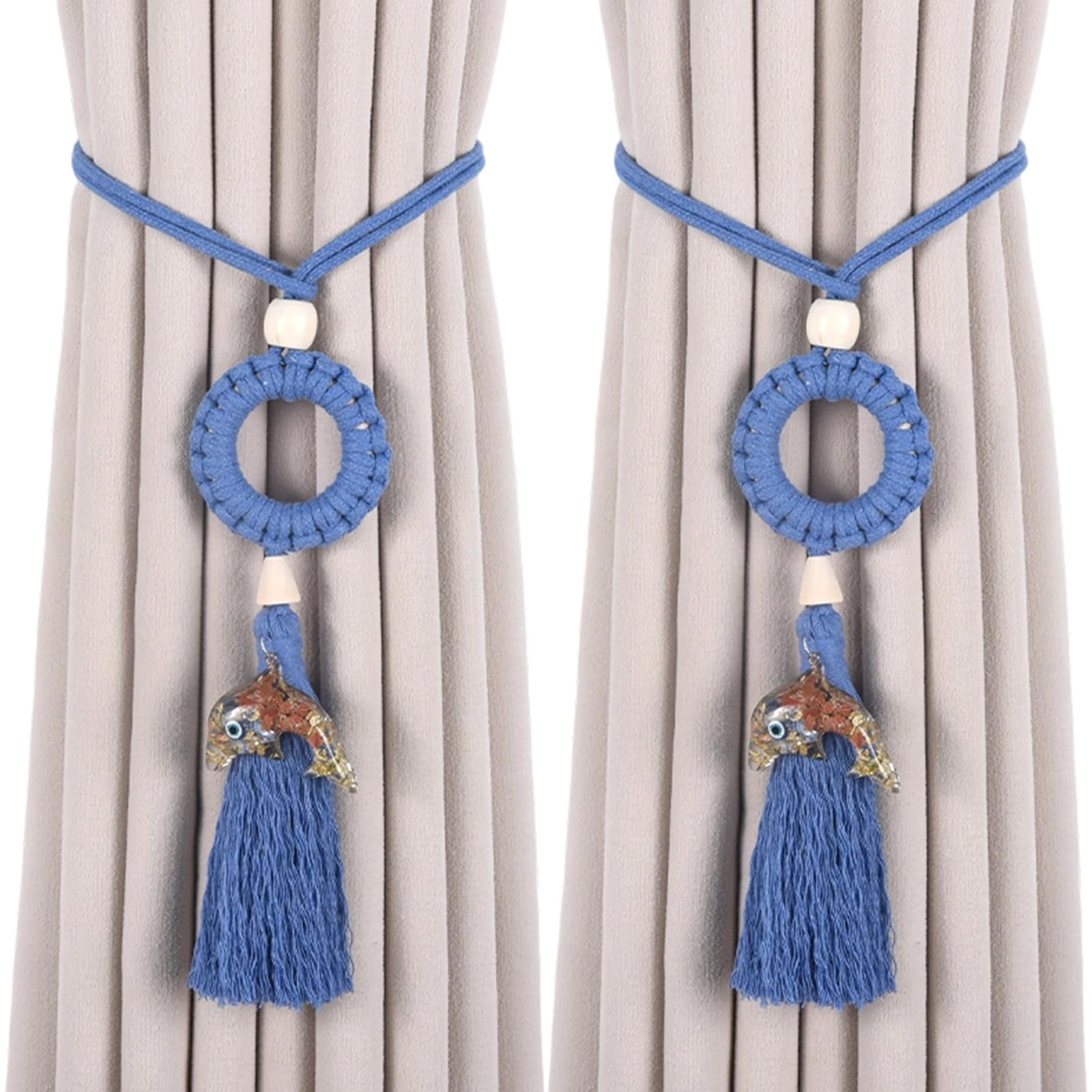 2Pcs Braided Curtain Rope Tiebacks Decorative Holdbacks Rural Styles Drapery Tieback Curtains Holders Braided Tiebacks for Drapes