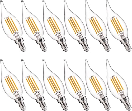 FLSNT Bombillas LED para candelabros, bombillas LED CA11 E12 regulables, 2700 K blanco suave, 4 W (equivalente a 40 W), 450 LM, paquete de 12